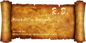 Rostás Dezső névjegykártya